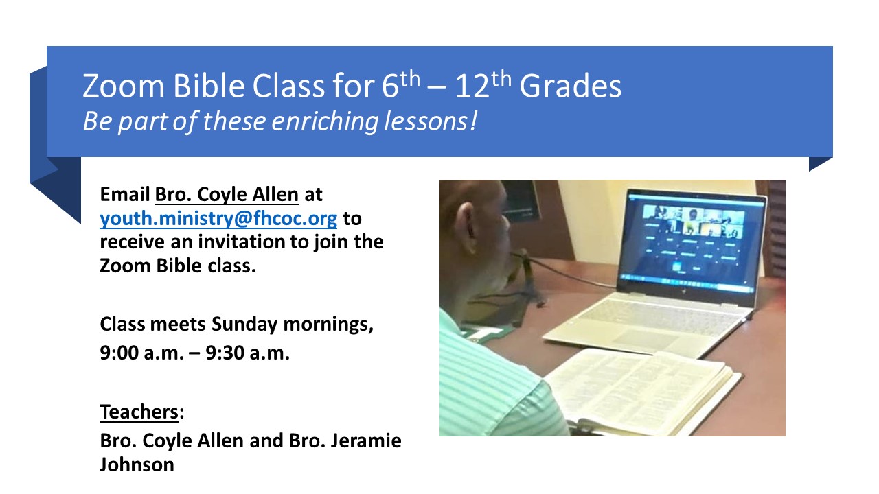 Youth Bible Study (Virtual) @ Zoom Meeting