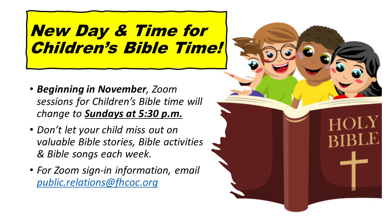 Children's Bible Time (Virtual) @ Zoom Meeting